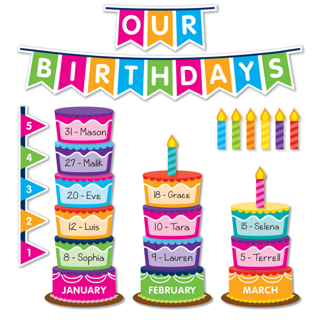 SCHOLASTIC INC 9781338344882 Scholastic Class Birthday Graph Bulletin Board Set, Pre-K To 5th Grade