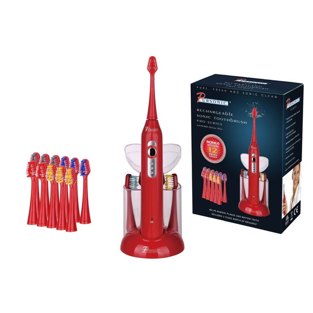 BUDOFF OUTDOOR FURNITURE, INC. 995109763M Pursonic S430 15-Piece Electric Sonic Toothbrush, 8inH x 3inW x 2inD, Red BUDOFF OUTDOOR FURNITURE, INC. 995109763M Pursonic S430 15-Piece Electric Sonic Toothbrush, 8inH x 3inW x 2inD, Red