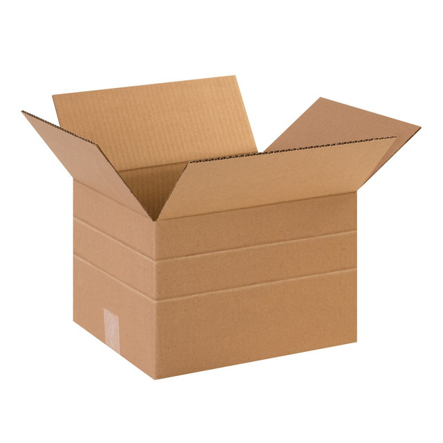 B O X MANAGEMENT, INC. MD151210 Partners Brand Multi-Depth Corrugated Boxes, 15in x 12in x 10in, Kraft, Bundle Of 25 Boxes
