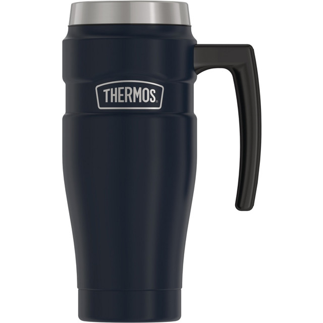 KING-SEELEY THERMOS/THERMOS SK1000MDB4 Stainless King Mug 16OZ - DrinkLock Sealing Lid Closure - Midnight Blue - Stainless Steel - Travel, Cup Holder, Coffee, Hot Drink