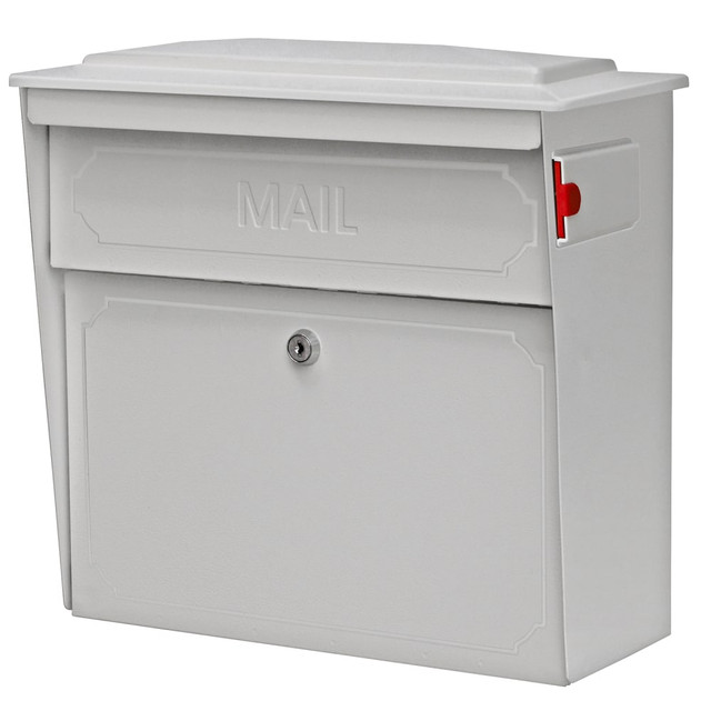 EPOCH DESIGN, LLC Mail Boss 7173  Townhouse Wall Mount Locking Mailbox, 16inH x 15 3/4inW x 7 1/2inD, White