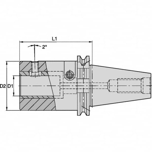 Kennametal 1135293 DV40 Taper, 1.2598" Inside Hole Diam, 4-1/4" Projection, Whistle Notch Adapter