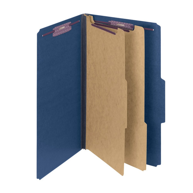 SMEAD MFG CO 19200 Smead Pressboard Classification Folders With SafeSHIELD Fasteners, 2 Dividers, Legal Size, 100% Recycled, Dark Blue, Box Of 10 SMEAD MFG CO 19200 Smead Pressboard Classification Folders With SafeSHIELD Fasteners, 2 Dividers, Legal Size, 100% Recycled, Dark Blue, Box Of 10