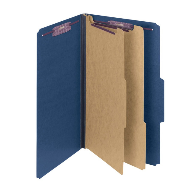 SMEAD MFG CO 19200 Smead Pressboard Classification Folders With SafeSHIELD Fasteners, 2 Dividers, Legal Size, 100% Recycled, Dark Blue, Box Of 10 SMEAD MFG CO 19200 Smead Pressboard Classification Folders With SafeSHIELD Fasteners, 2 Dividers, Legal Size, 100% Recycled, Dark Blue, Box Of 10