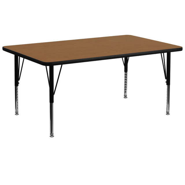 FLASH FURNITURE XUA3072RECOAKTP 30ft"W Rectangular Height-Adjustable Activity Table With Short Legs, Oak FLASH FURNITURE XUA3072RECOAKTP 30ft"W Rectangular Height-Adjustable Activity Table With Short Legs, Oak