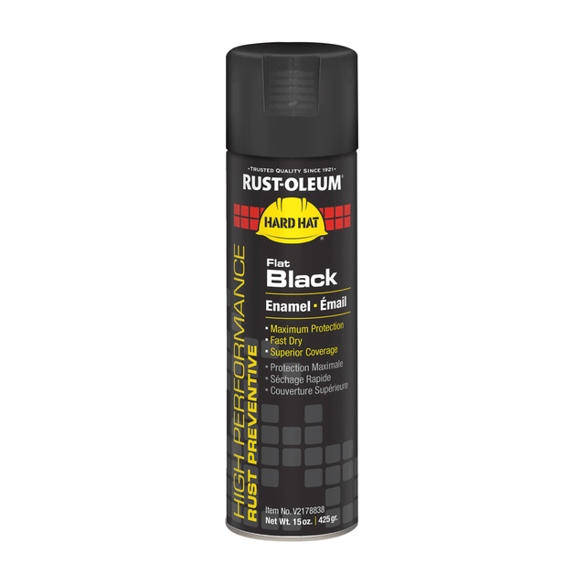 RUST-OLEUM CORPORATION V2178838 Rust-Oleum Hard Hat High Performance V2100 System Rust Preventive Enamel Spray Paint, 15 Oz, Flat Black, Case Of 6 Cans