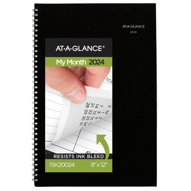 ACCO BRANDS USA, LLC AT-A-GLANCE SK20024 2023-2025 AT-A-GLANCE DayMinder 14-Month Monthly Planner, 8in x 12in, Black, December 2023 To January 2025, SK200
