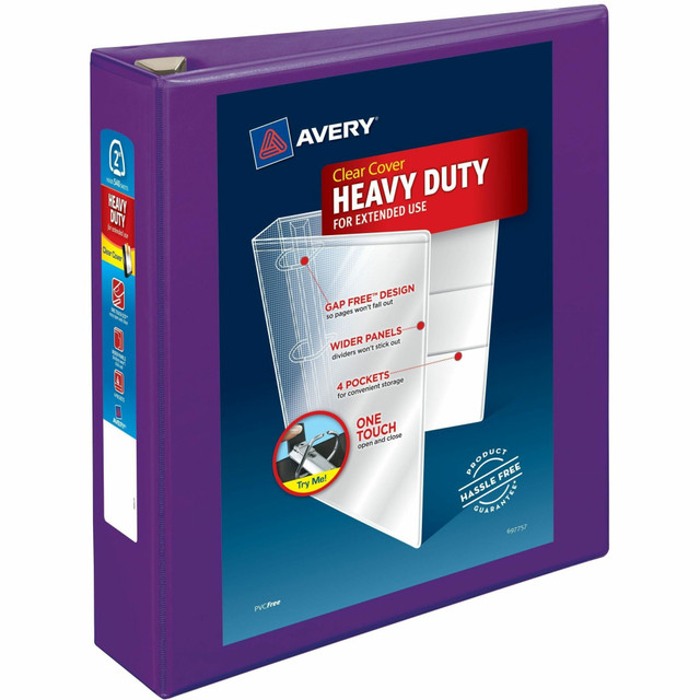 AVERY PRODUCTS CORPORATION 79777 Avery Heavy-Duty View 3-Ring Binder With Locking One-Touch EZD Rings, 2in D-Rings, 39% Recycled, Purple