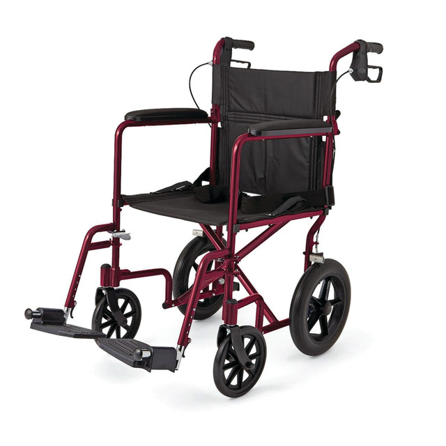 MEDLINE INDUSTRIES, INC. MDS808210ARE Medline Aluminum Transport Chair, 12in Wheels, Red MEDLINE INDUSTRIES, INC. MDS808210ARE Medline Aluminum Transport Chair, 12in Wheels, Red