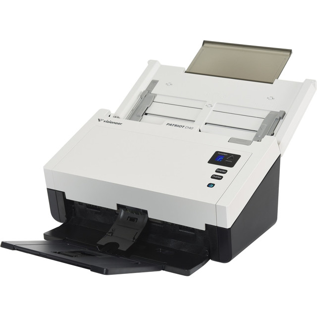 The Visioneer Patriot D40 color scanner scans up to 120 images per minute (ipm) in duplex mode, includes an 80-page automatic document feeder and has the ability to automatically scan documents into searchable PDF files through a Hi-Speed USB 2.0 connection. Designed specifically for desktop use, the Patriot D40 incorporates Visioneer OneTouch technology for eliminating multiple steps in sending scanned documents to predetermined applications or devices. For Mac users, Patriot D40 includes a fully featured TWAIN driver, ICA support, and a simple yet powerful Scan Utility, allowing you to get started right out the box.