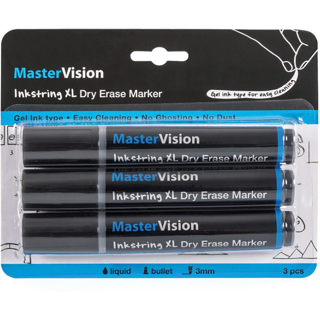 HIDDEN SPRINGS MFG. INC. PE4101 Bi-silque Dry Erase Markers - 3 mm Marker Point Size - Bullet Marker Point Style - Black Gel-based Ink - 3 Each