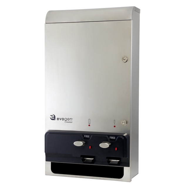 THE TRANZONIC COMPANIES EV1SS-FREE Hospeco EvoGen EV-1 Metal Dual Pad/Tampon Dispenser, 9-15/16in x 16-3/4inW, Silver