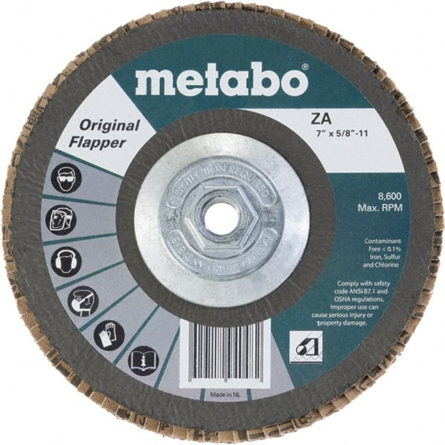 Metabo 629404000 Flap Disc: 5/8-11 Hole, 40 Grit, Ceramic & Zirconia Alumina, Type 29