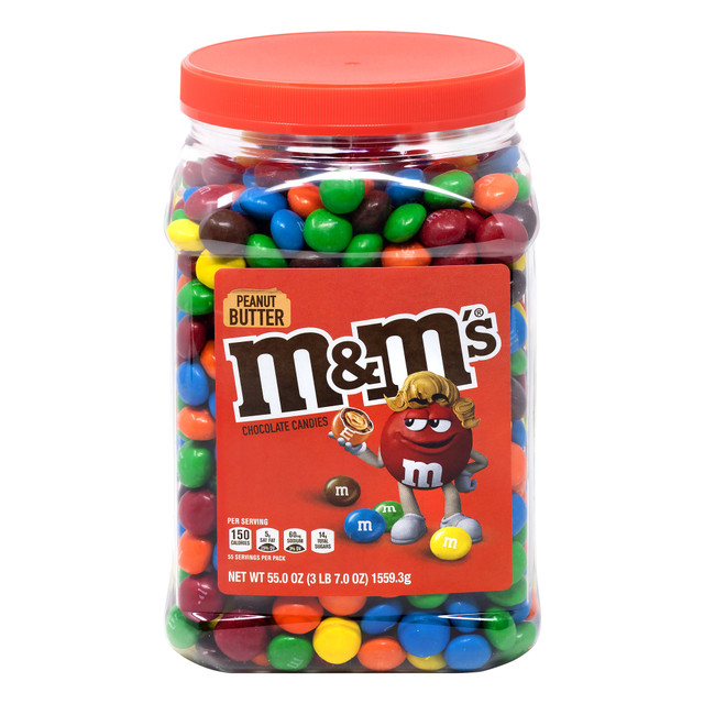 MARS CHOCOLATE NORTH AMERICA LLC 369856 M&Ms Peanut Butter Milk Chocolate Candy Jar, 55 Oz