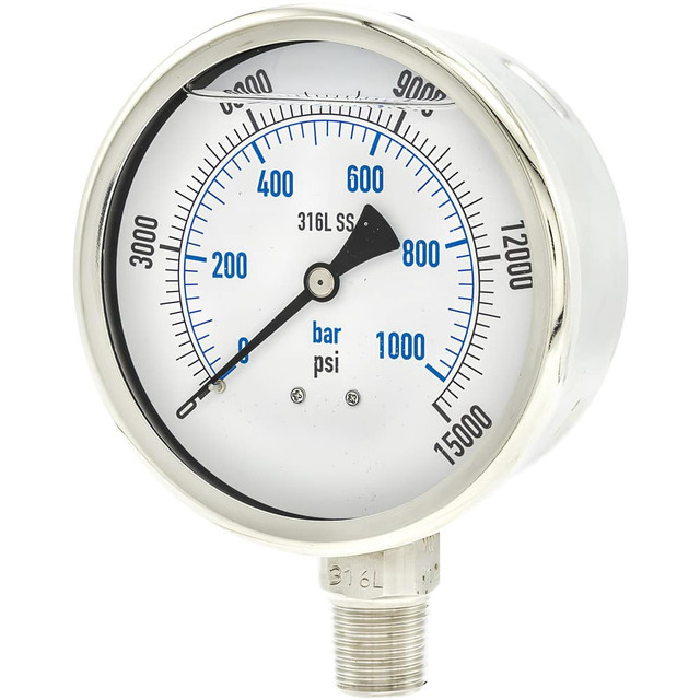 PIC Gauges PRO301L402V-01 Pressure Gauges; Gauge Type: Industrial Pressure Gauges ; Scale Type: Dual ; Accuracy (%): 1% full-scale ; Dial Type: Analog ; Thread Type: NPT ; Bourdon Tube Material: 316 Stainless Steel