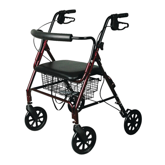 MEDLINE INDUSTRIES, INC. MDS86800XW Medline Guardian Standard Bariatric Heavy-Duty Rollator, 8in Wheels, Burgundy