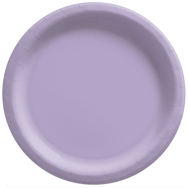 AMSCAN 640011.04  Round Paper Plates, Lavender, 6-3/4in, 50 Plates Per Pack, Case Of 4 Packs