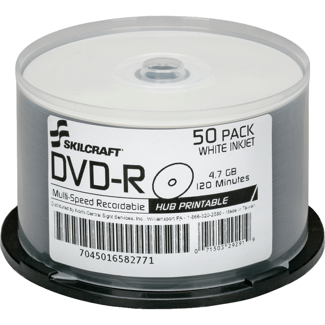 Discs with a write-once format is perfect for video archiving, images or large amounts of data.  Get up to 2 hours (120 minutes) of quality recording time.  Inkjet-printable, 16X DVD-R discs allow you to print directly on the discs surface for quick, easy labeling.  White matte surface delivers excellent print quality for professional-quality results.  4.7 GB discs are compatible with most leading inkjet printers (sold separately).