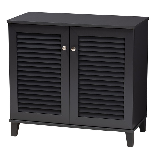 WHOLESALE INTERIORS, INC. 2721-9555 Baxton Studio Coolidge Finished 4-Shelf Wood Shoe Storage Cabinet, Dark Gray WHOLESALE INTERIORS, INC. 2721-9555 Baxton Studio Coolidge Finished 4-Shelf Wood Shoe Storage Cabinet, Dark Gray