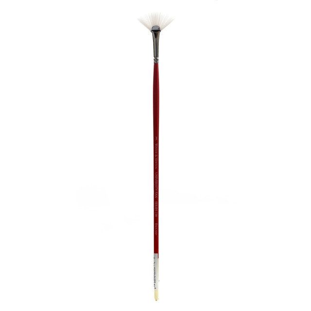 COLART FINE ART & GRAPHICS LTD. Winsor &amp; Newton 5462003 Winsor & Newton University Series Long-Handle Paint Brush 238, Size 3, Fan Bristle, Red