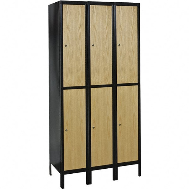 Hallowell UW3288-2MEW 3-Wide Locker: 12" Wide, 78" High, Keyed