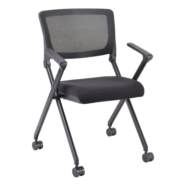 SP RICHARDS Lorell LLR41845  Mesh Back Nesting Chairs, With Arms, Black, Set Of 2 Chairs