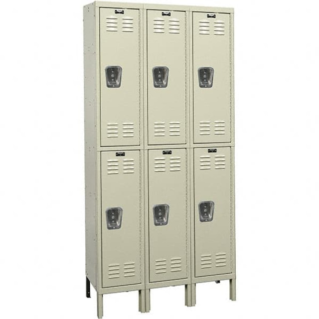 Hallowell U3518-2PT 3-Wide Locker: 15" Wide, 78" High, Padlock