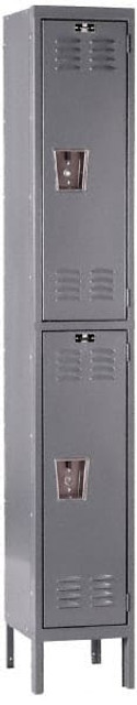 Hallowell U1588-2A-HG 1-Wide Locker: 15" Wide, 17" Deep, 78" High, Padlock