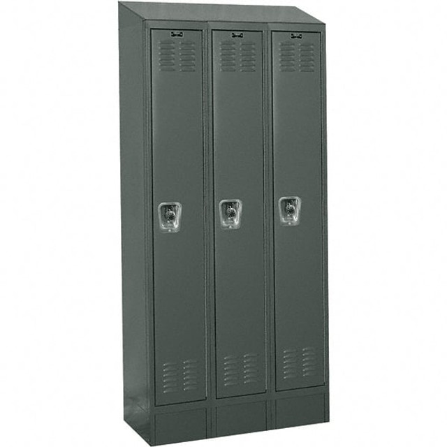 Hallowell URB3288-1ASB-HG 3-Wide Locker: 12" Wide, 78" High, Padlock