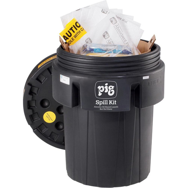 New Pig KIT416 Spill Kits; Kit Type: Oil Based Liquids Spill Kit; Container Type: Drum; Absorption Capacity: 40 gal; Color: Black; Portable: No; Capacity per Kit (Gal.): 40 gal