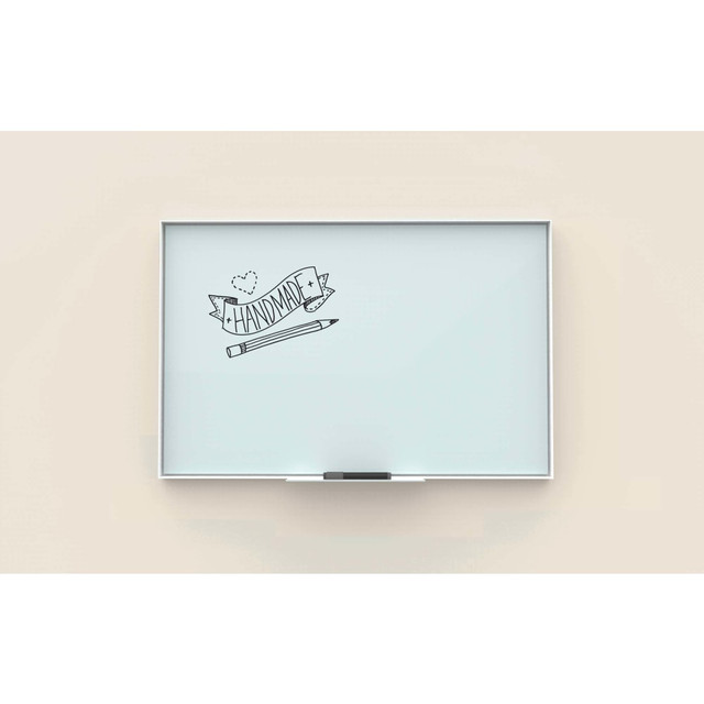 UBRANDS, LLC 2826U00-01 U Brands Non-Magnetic Glass Dry Erase Board, 47in X 35in, Frosted White Surface, Aluminum Frame with White Finish