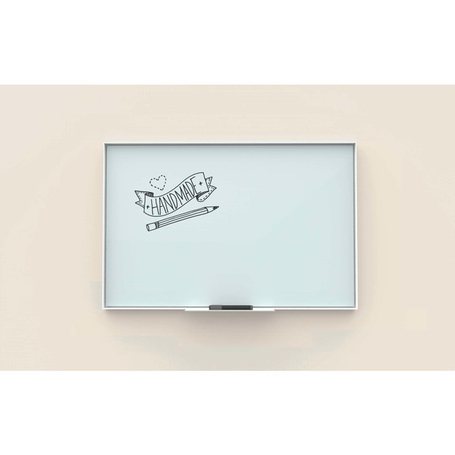 UBRANDS, LLC U Brands 2826U00-01  Non-Magnetic Glass Dry Erase Board, 47in X 35in, Frosted White Surface, Aluminum Frame with White Finish