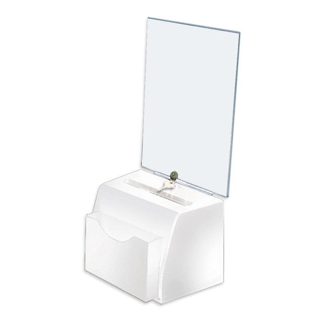 AZAR DISPLAYS 206777  Medium Molded Lottery Box With Pocket, 17inH x 5-1/2inW x 7-3/4inD, White