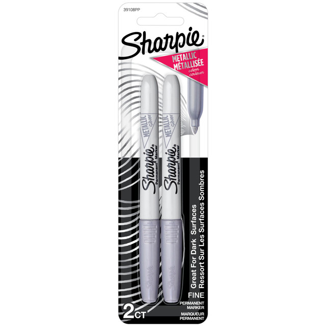 NEWELL BRANDS INC. 39108 Sharpie Metallic Markers, Silver, Pack Of 2 Markers NEWELL BRANDS INC. 39108 Sharpie Metallic Markers, Silver, Pack Of 2 Markers