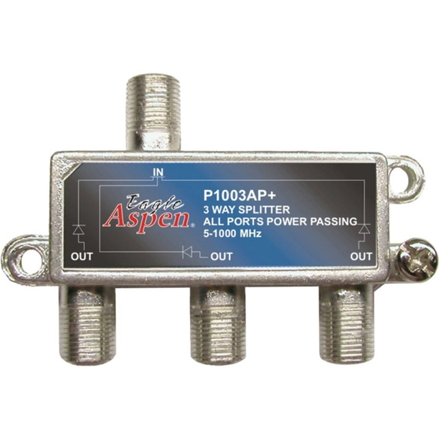 PRO BRAND INTERNATIONAL, INC. 500303 Eagle Aspen P1003AP+ Satellite Splitter - 3-way - 1 GHz - 5 MHz to 1 GHz PRO BRAND INTERNATIONAL, INC. 500303 Eagle Aspen P1003AP+ Satellite Splitter - 3-way - 1 GHz - 5 MHz to 1 GHz