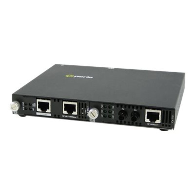 PERLE SYSTEMS 05070944 Perle SMI-110-S2ST20 Media Converter - 2 x Network (RJ-45) - 1 x ST Ports - Management Port - 100Base-TX, 100Base-FX - 12.43 Mile - External, Rail-mountable, Rack-mountable, Wall Mountable