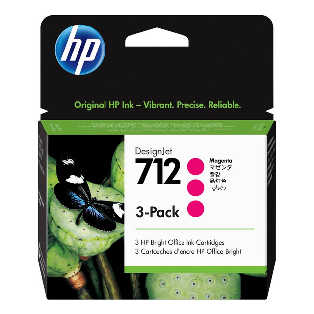 HP INC. HP 3ED78A  712 DesignJet Magenta High-Yield Ink Cartridges, Pack Of 3, 3ED68A