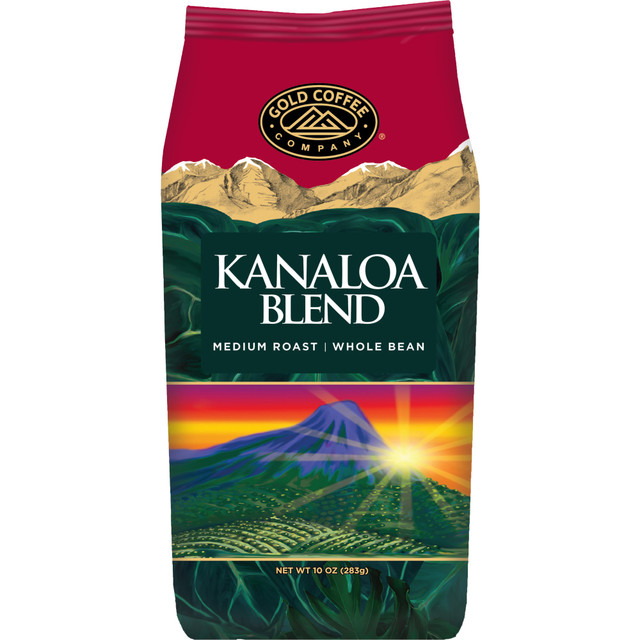 When you freshly grind the beans of this Gold Coffee Company Kanaloa Blend Whole Bean Coffee, you will be delighted by the robust flavor profile. The blend boasts a mellow, yet rich taste thats subtly sweet with mild acidity.  Kanaloa blend is subtly sweet with mild acidity.  Medium-roasted coffee provides a flavorful blend.  Brews multiple cups of coffee at once.