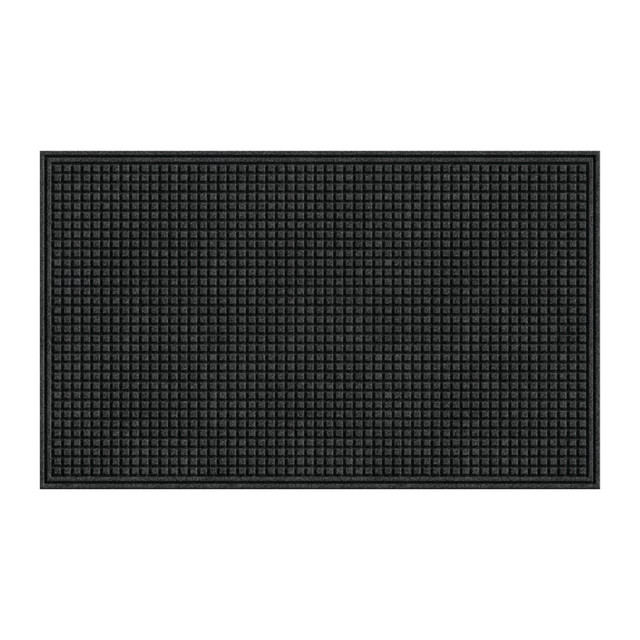 This heavyweight floor mat is designed for busy traffic areas - inside or outside  High-traffic entrance mat has molded rubber backing to provide durability, while the crush-resistant carpet surface effectively removes debris and moisture.  Tire Tuff Royale onyx mat has an attractive double-border design and a bi-level surface that scrapes debris from passing shoes.  Dual-fiber needle-punch carpets also dry quickly and resist staining and fading.  Contains Recycled Content - See Specs for Details.