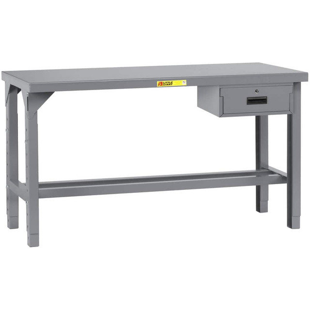 Little Giant. WST1-3684-AH-DR Stationary Work Benches, Tables; Bench Style: Height Adjustable Table ; Edge Type: Square ; Leg Style: 4-Leg; Adjustable ; Depth (Inch): 36in ; Color: Gray ; Maximum Height (Inch): 41in