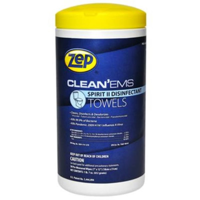 ZEP INC. 650801 Zep Clean Ems Spirit II Disinfectant Wipes, 23 Oz, 45 Wipes Per Container, Case Of 6 Containers ZEP INC. 650801 Zep Clean Ems Spirit II Disinfectant Wipes, 23 Oz, 45 Wipes Per Container, Case Of 6 Containers