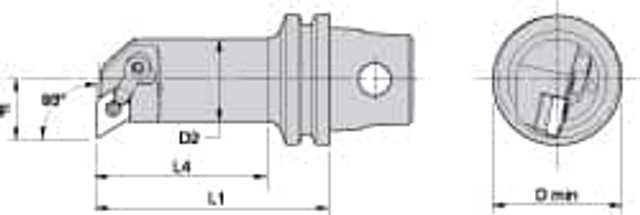 Kennametal 1023938 Modular Boring Head: Right Hand, Size KM32