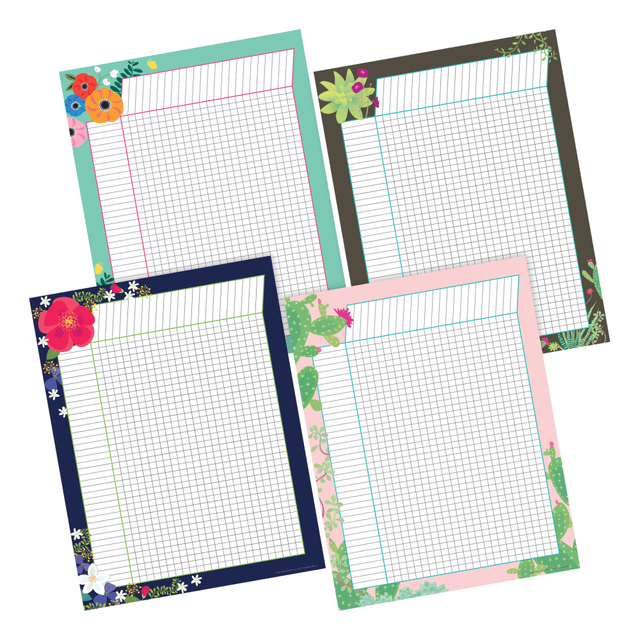 BARKER CREEK PUBLISHING, INC. BC578 Barker Creek Incentive Charts, 22in x 17in, Petals & Prickles, Set Of 4 Charts