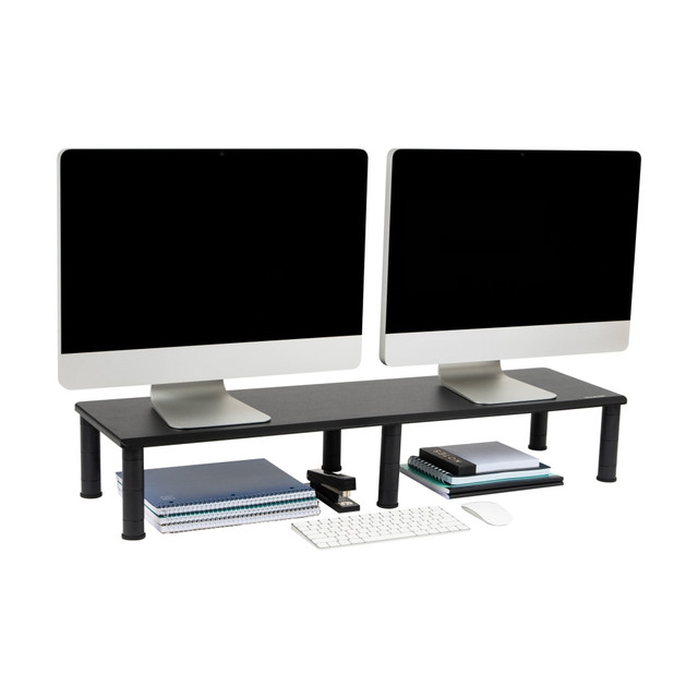 EMS MIND READER LLC DUBMO-BLK Mind Reader Dual-Monitor Stand, 6-1/2inH x 11inW x 38-1/2inD, Black