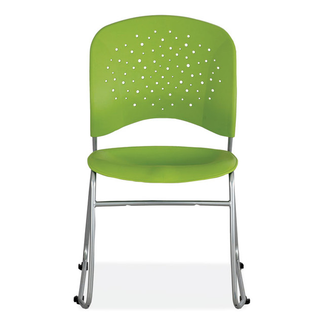 SAFCO PRODUCTS 6804GN Reve GuestBistro Chair with Sled Base, Supports Up to 250 lb, 18" Seat Height, Green Seat/Back, Silver Base, 2/Carton