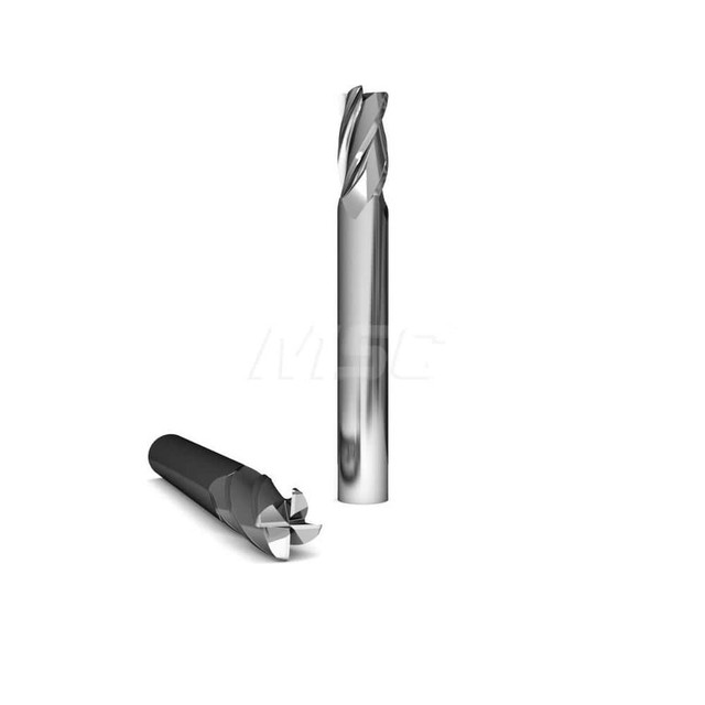 GWS 319154 Square End Mill: 3/8'' Dia, 5/8'' LOC, 3/8'' Shank Dia, 2'' OAL, 4 Flutes, Solid Carbide