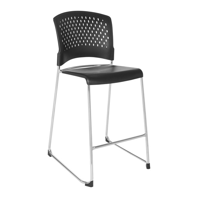 OFFICE STAR PRODUCTS Office Star DC8658RC2-3  Tall Plastic Stacking Chairs, Black/Chrome, Set Of 2 Chairs