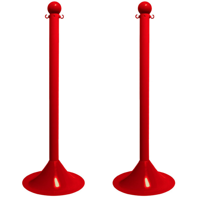 Mr. Chain 91505-2 Barrier Posts; Post Type: Standard Post ; Post Material: Plastic; Polyethylene ; Base Material: Plastic ; Surface Style: Solid Color ; Base Shape: Dome ; Shape: Round