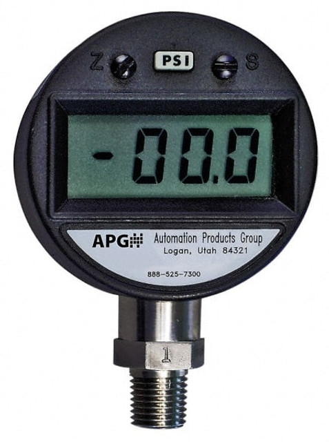 MSC PG05-0015-GR Pressure Gauge: 2-1/2" Dial, 15 psi, 1/4" Thread, Center Back Mount