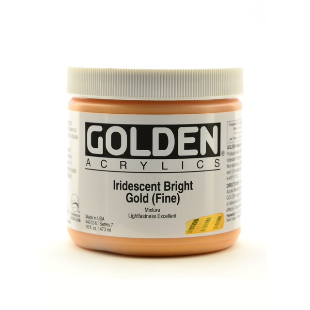 GOLDEN ARTIST COLORS, INC. 4012-6 Golden Acrylic Paint, Fine, 16 Oz, Iridescent Bright Gold